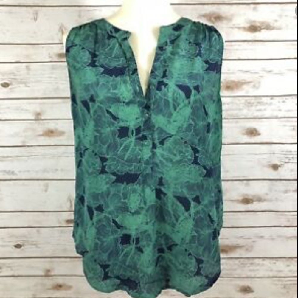 41 Hawthorn, Blue/Green, Sleeveless Silk Blouse